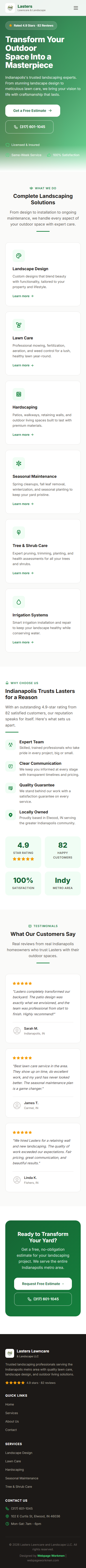 Lasters Lawncare new mobile website built by Webpage Workmen