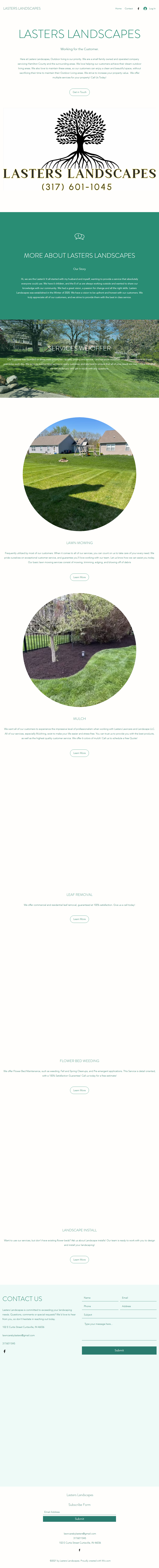 Lasters Lawncare current mobile website on Wix